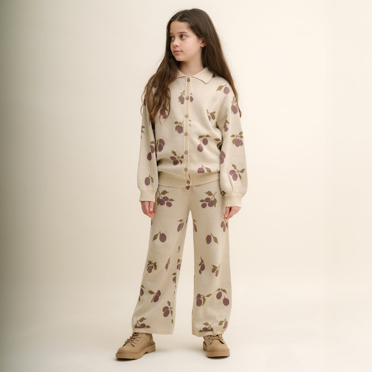 Garbo & Friends Prune Beige Knitted Cardigan – About Baby Shop®