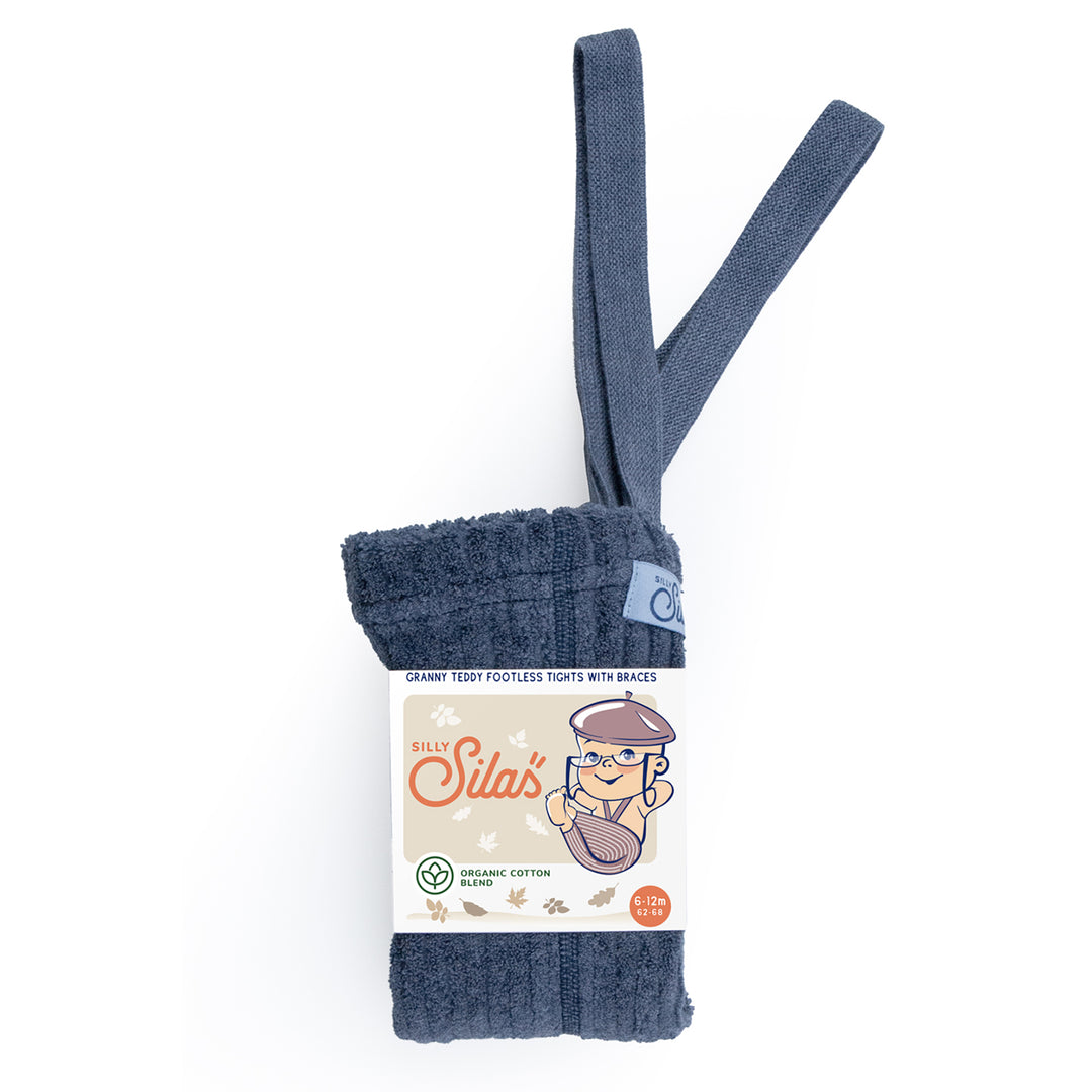 Silly Silas Granny Teddy Footless Cotton Tights - Steel Blue Final Sale Silly Silas Granny Teddy Footless Cotton Tights - Steel Blue Final Sale