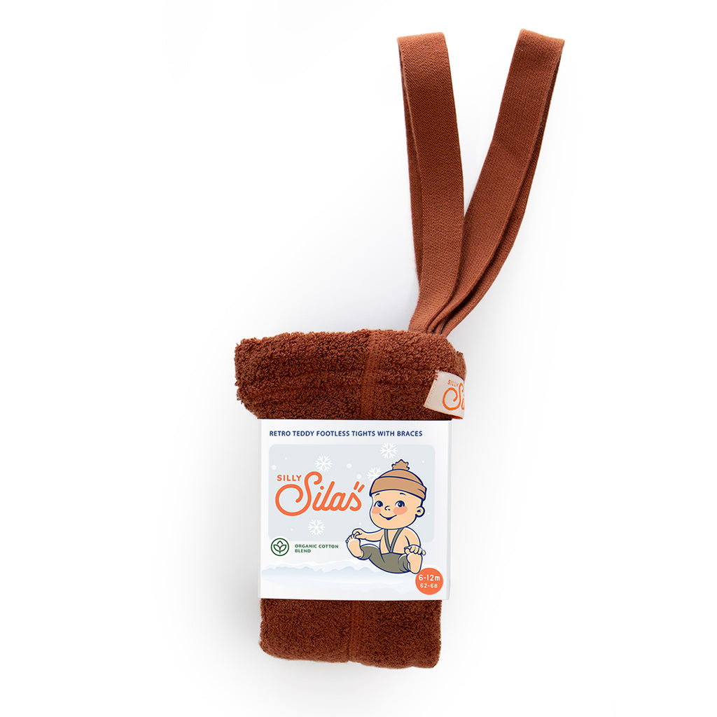 Silly Silas Footless Teddy Warmy Tights with Braces - Cinnamon 